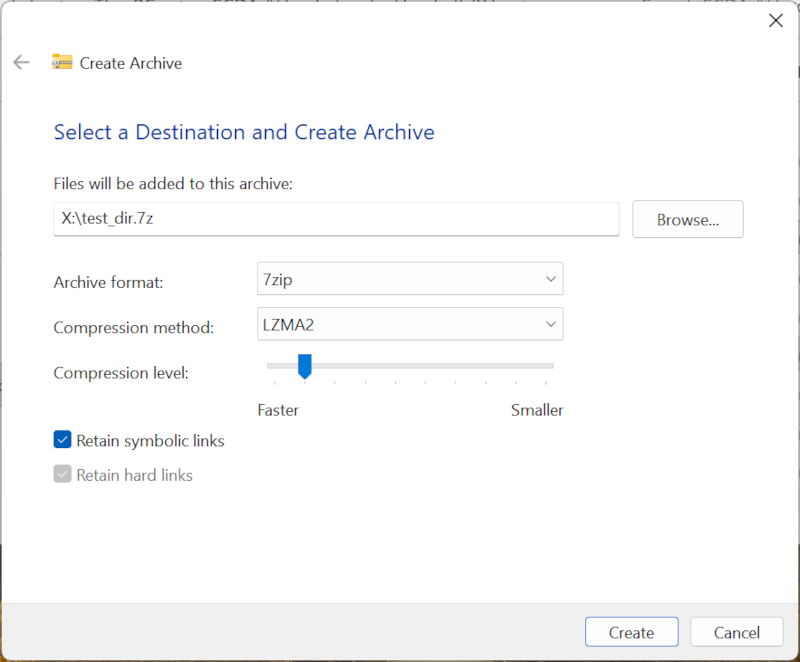 A dialog that lets you select the format and compression, and a button
to select the destination folder and file name,