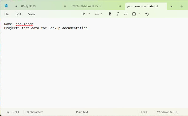 A text editor with two lines of text.