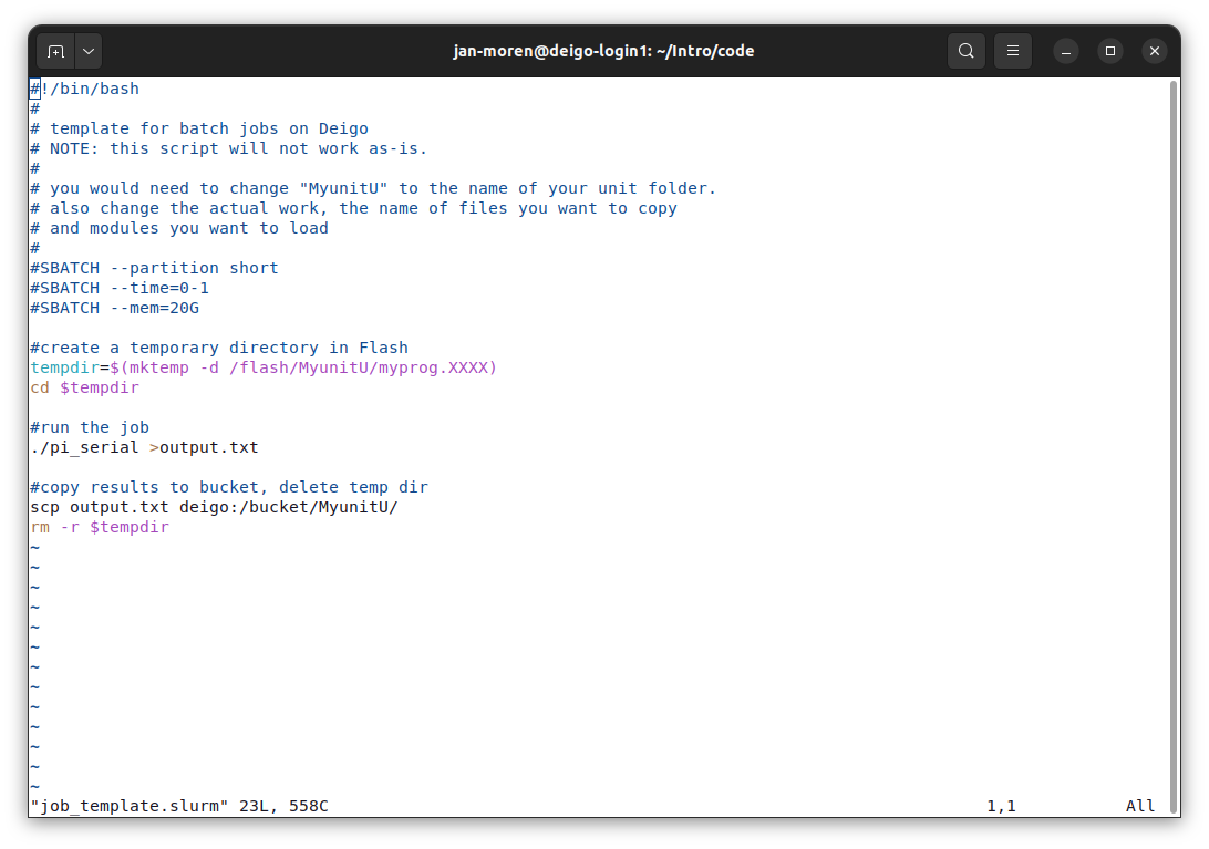A screenshot of the vim editor