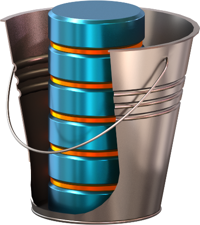 a stylized metal bucket