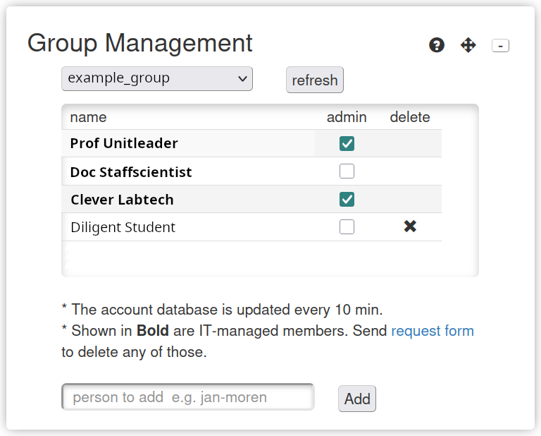 Group Management pane